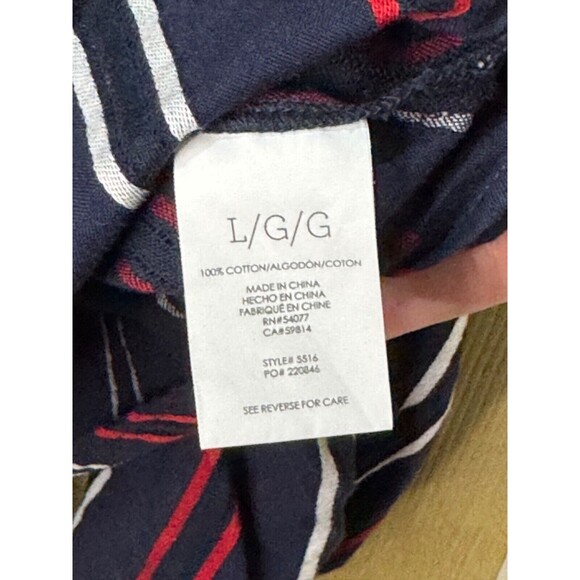 Cabi Top Womens Large Flag Blouse Balloon Navy Blue Cotton Striped Relaxed - Picture 6 of 7